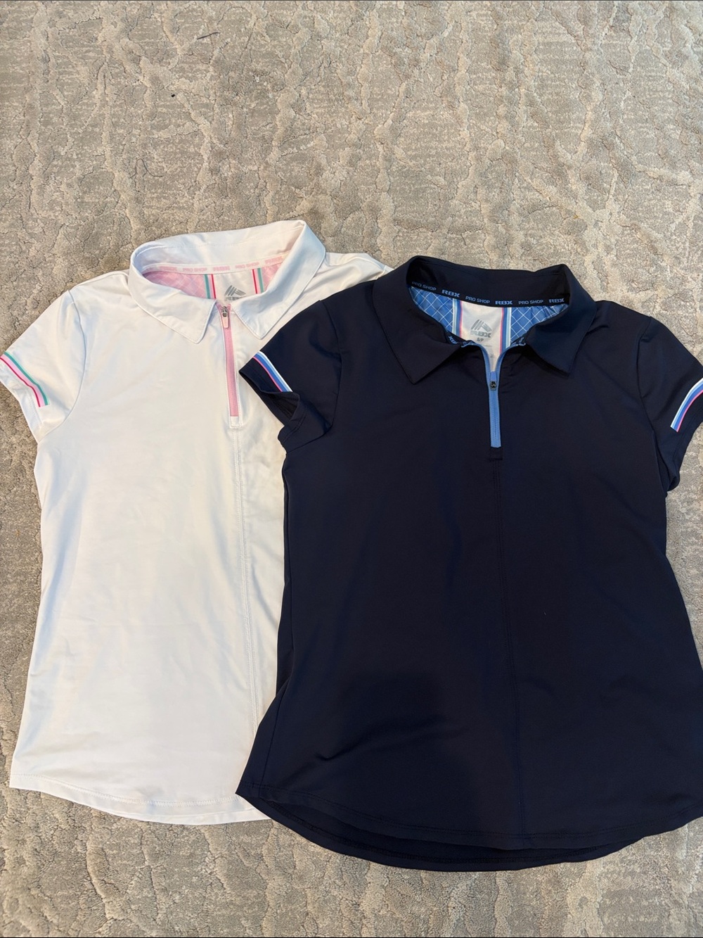 RBX womans Short-Sleeve Polo Set - White and Navy. New without tags never worn.